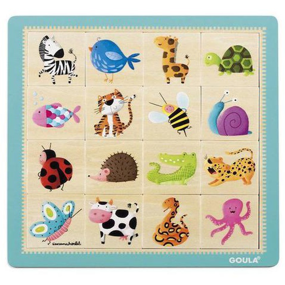 Puzzle En Bois 16 Pièces - Goula - Animaux - Multicolore - Enfant Rouge