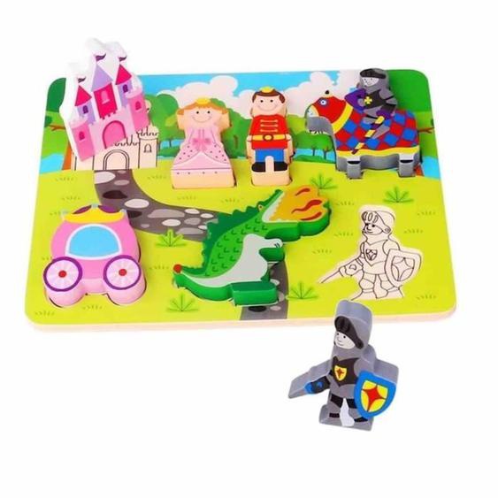 Puzzle En Bois Junior Princesse Tooky Toy - 7 Pièces - Multicolore Blanc