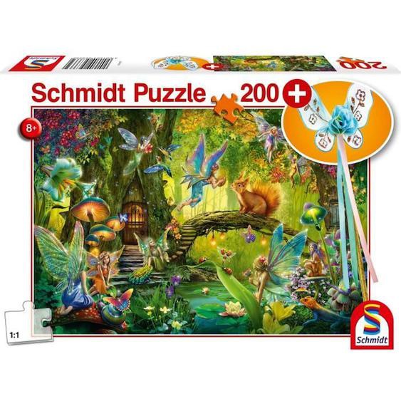 Puzzle Fées Dans La Forêt - Schmidt Spiele - 200 Pièces - Avec Baguette Magique Vert