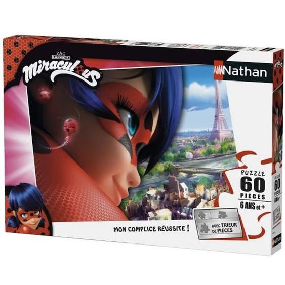 Puzzle Ladybug 60 Pièces Nathan Pour Enfant Dès 6 Ans Avec Trieur De Pièces À 3 Compartiments Rouge