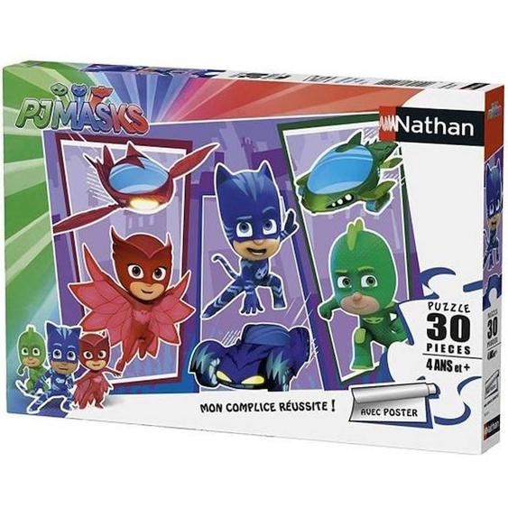 Puzzle Les Pyjamasques 30 Pièces Avec Poster - Nathan - Enfant Dès 4 Ans Violet