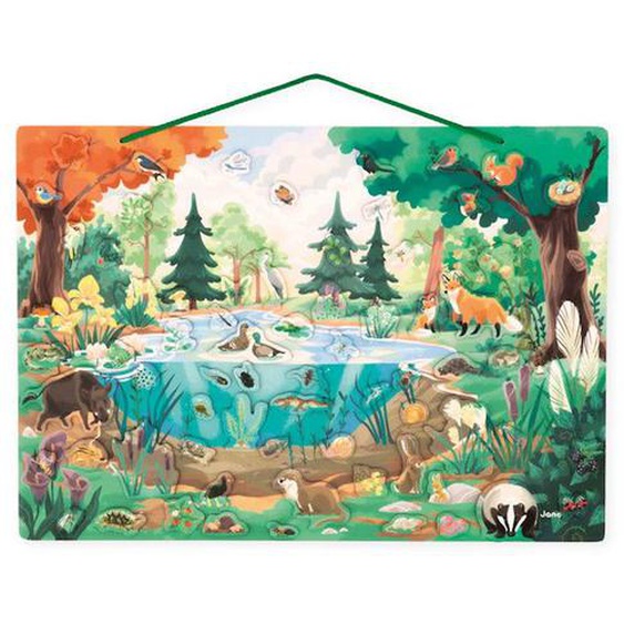 Puzzle Magnétique La Mare 70 Magnets En Carton - Janod - Thème Paysage Et Nature - Enfant 5 Ans - Fsctm Vert