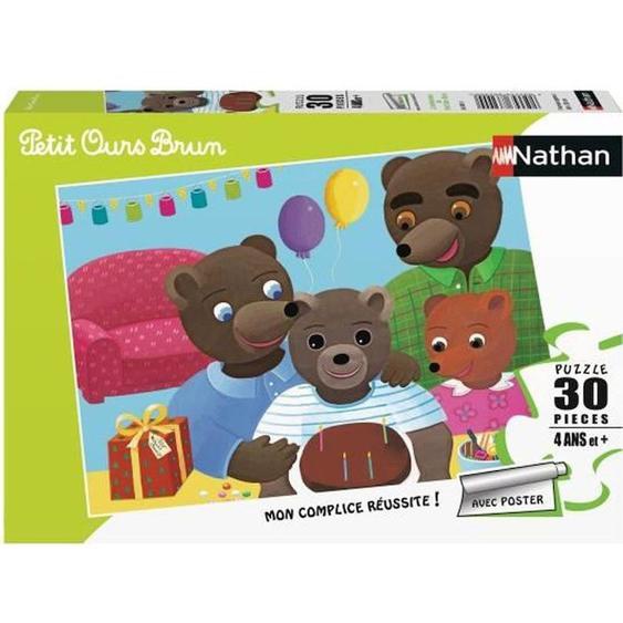 Puzzle Petit Ours Brun 30 Pièces - Nathan - Anniversaire - Dessins Animés Et Bd - Mixte Bleu