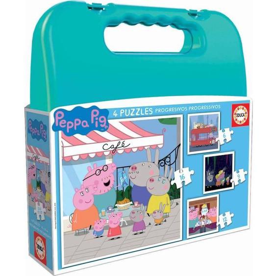 Puzzle Progressif Peppa Pig - Malette De 4 Puzzles - 12 À 25 Pièces - Educa Vert