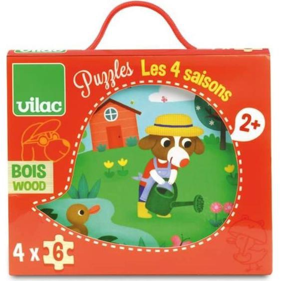 Puzzles Des 4 Saisons - Vilac - Coffret Bois - Animaux - Mixte - Moins De 100 Pièces Rose