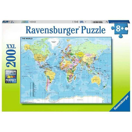 Ravensburger - Puzzle 200 Pièces Xxl : Carte Du Monde Vert