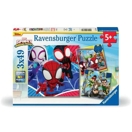 Ravensburger-spiderman-puzzles 3x49 Pièces - Spidey, Le Lanceur De Toile-4005556057306-a Partir De 5 Ans Bleu