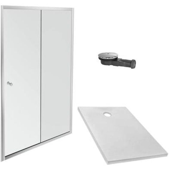 Receveur douche Ipso 120 x 80 + paroi coulissante niche + bonde