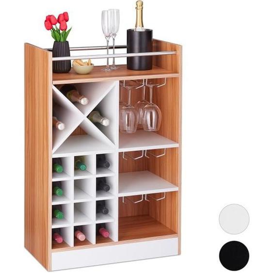 Relaxdays Étagère à vin, Rangement pour 8 bouteilles, support à verre de vin, support à vin, 63 x 50 x 28 cm, marron - 4052025918804