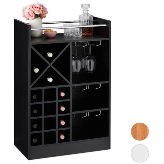 Relaxdays Étagère à vin, Rangement pour 8 bouteilles, support à verre de vin, support à vin, 63 x 50 x 28 cm, noir - 4052025918828