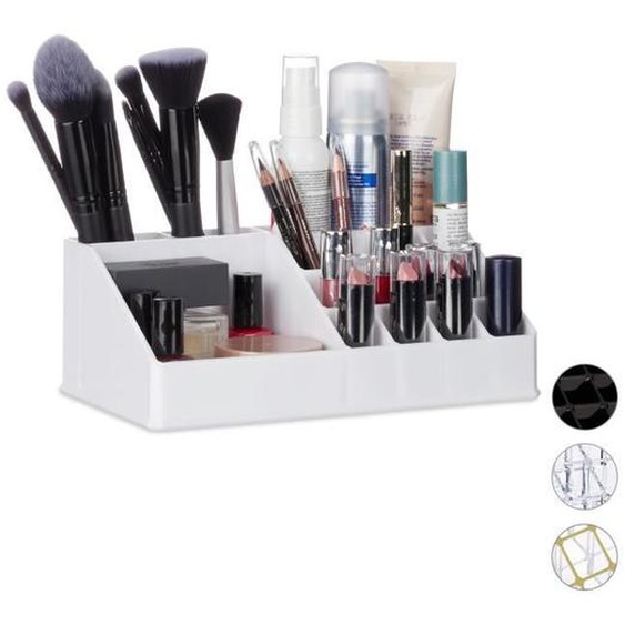 Relaxdays Organisateur Cosmétique Acrylique Rangement Make-Up 16 Casier Maquillage Support Rouge à Lèvre, Blanc