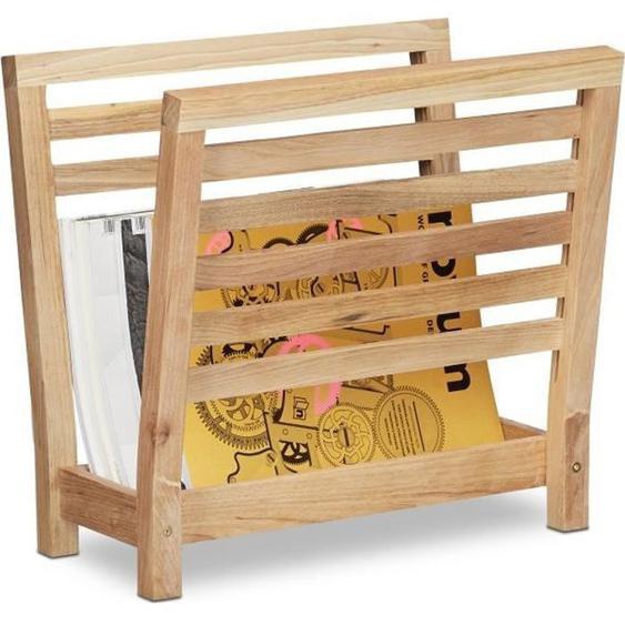 Relaxdays Porte-magazines porte-revues support pour journaux en bois de noyer HxlxP: 38,5 x 26,5 x 40 cm, nature