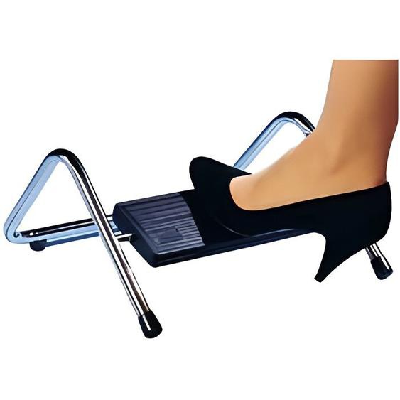 Repose pied noir et chrome - WEDO - Réglable en hauteur sur 4 positions - Plateforme en plastique résistant