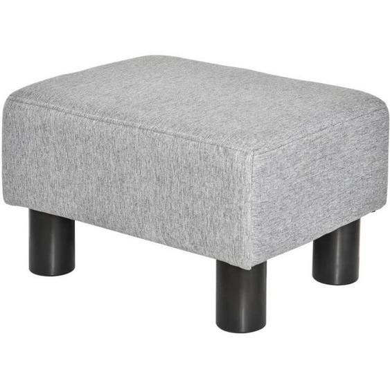 Repose-pied pouf tabouret style contemporain max. 150 Kg tissu gris clair chiné