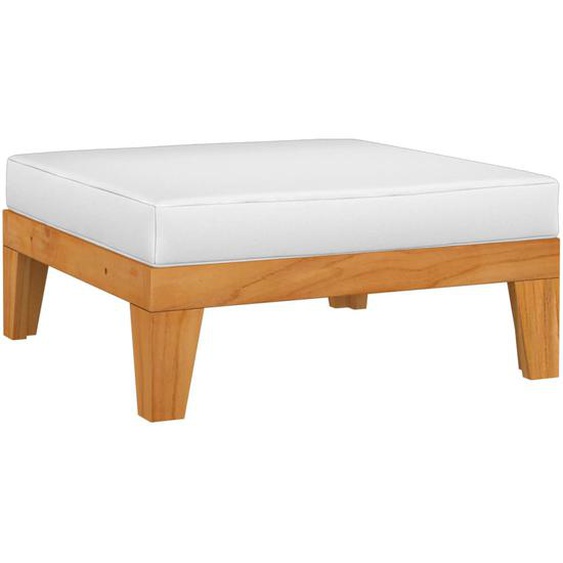 Repose-pied sectionnel avec coussin blanc crème Bois dacacia