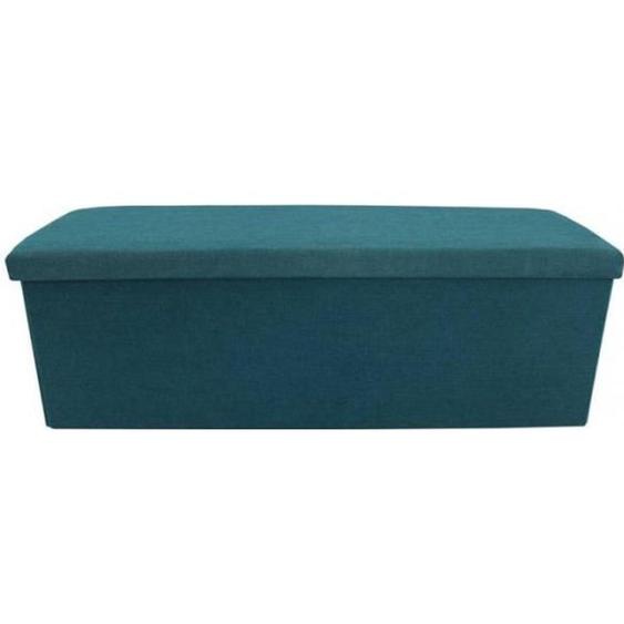 Repose-pieds Pouf Banc de Rangement Coton Turquoise - MOBILI REBECCA - Urbain - 38x110x38 cm