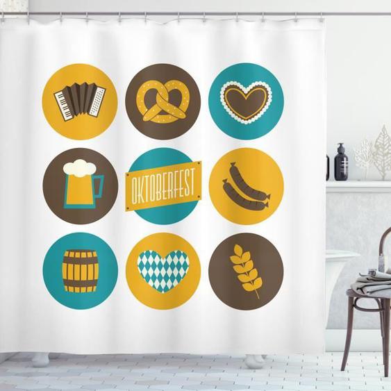 Rideau de Douche - ABAKUHAUS - Oktoberfest - 175x200cm - Terre Jaune Marron