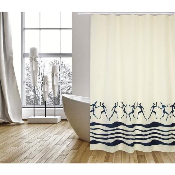 Rideau de douche en polyester 180x200cm Zanzibar - MSV - Anti-moisissure - Bleu