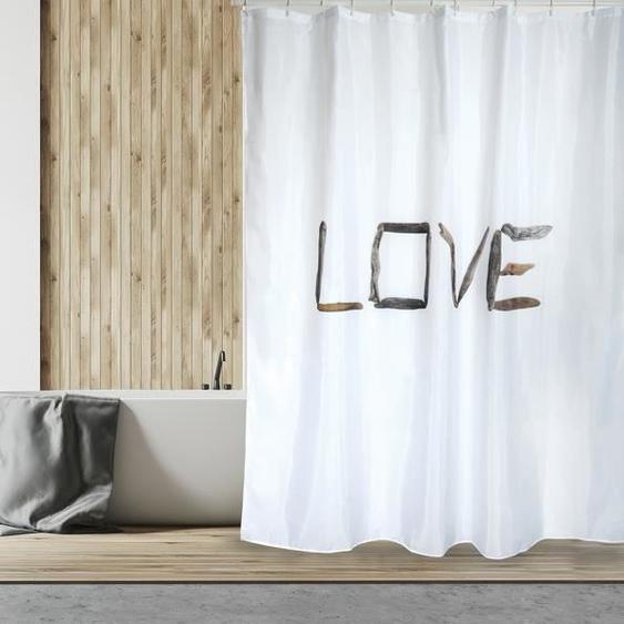 Rideau de douche en polyester LOVE 180x200cm Beige - Anneaux inclus - MSV