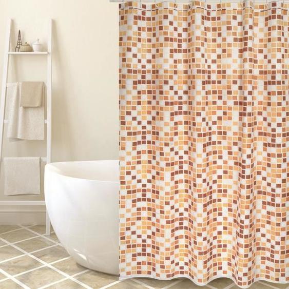 Rideau de douche en polyester MSV - Mosaico Beige - Anti-moisissure