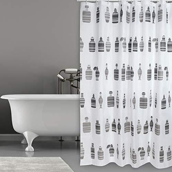 Rideau de douche en polyester MSV Moshi Chocolat 180x200cm - Design de bouteilles et de botes de parfum