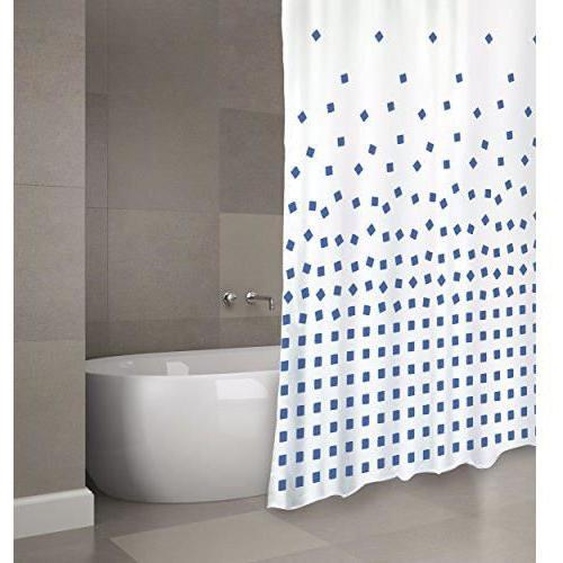 Rideau de douche en polyester - MSV - Thika Bleu - 180x200cm