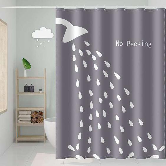 Rideau de douche - Imperméable et anti-moisissure - Polyester - Avec crochets, lavable en machine - 100 x 180 cm - Gris