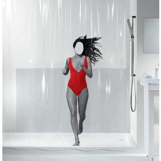 Rideau de douche PEVA DANA 180x200cm Rouge - SPIRELLA - Anti-moisissure - Design moderne