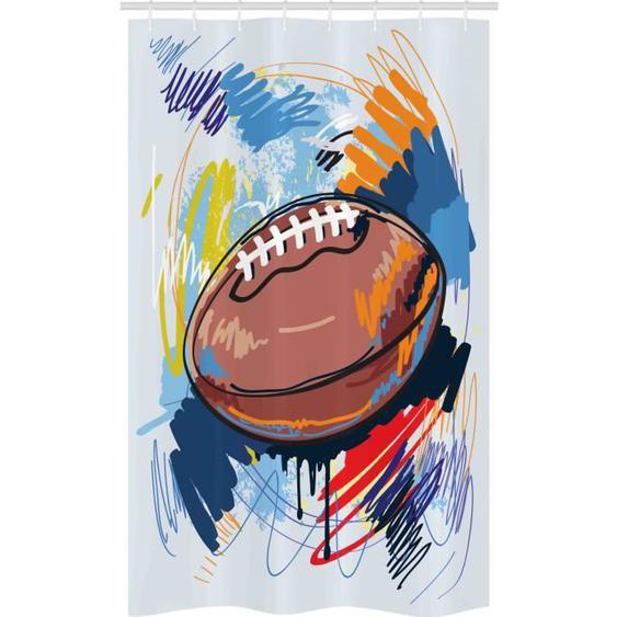 Rideau de Douche Stalle - ABAKUHAUS - Diamond Shape Rugby Ball Sketch - Multicolore - 120cm x 180cm