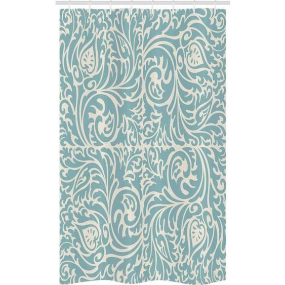 Rideau de Douche Stalle - ABAKUHAUS - Motifs de fleurs et de feuilles vintage - 120cm x 180cm - Bleu et beige