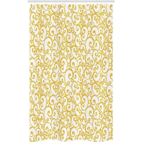 Rideau de Douche Stalle - ABAKUHAUS - Victorien Swirls Floral Ivy - Jaune et blanc - 120cm x 180cm