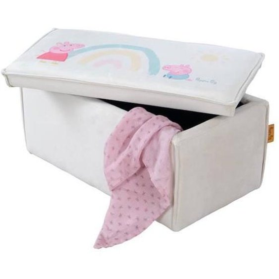 Roba Banc Coffre À Jouets Peppa Pig Pour Enfant En Bois Et Velours - Meuble De Rangement 2 En 1 - Beige / Motif Cochon Beige