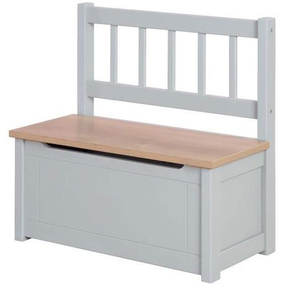 ROBA Banc Coffre à Jouets Woody pour Enfant - Meuble de Rangement en Bois 2 en 1 - Fermeture Douce - Taupe / Aspect Bois