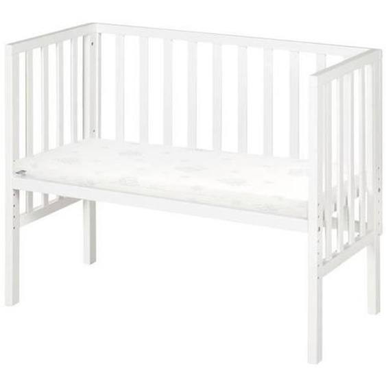 Roba Berceau Cododo 2en1 Réglable safe Asleep® 90 X 45 Cm + Matelas + Barrière En Maille - Bois Laqué Blanc Blanc