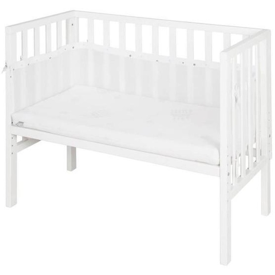 Roba Berceau Cododo 2en1 Réglable safe Asleep® 90 X 45 Cm + Matelas + Barrière En Toile Et Pourtour En Maille - Bois Laqué Blanc Blanc