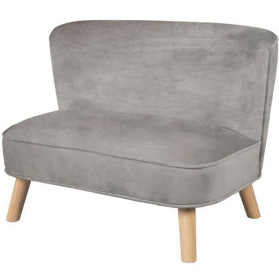 ROBA Canapé Enfant en Velours Lil Sofa - Style Scandinave - Pieds en Bois Massif - Gris