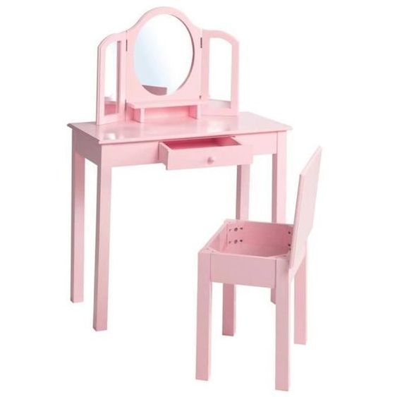 Roba Coiffeuse Enfant Avec 3 Miroirs Et Tabouret - Rose Rose