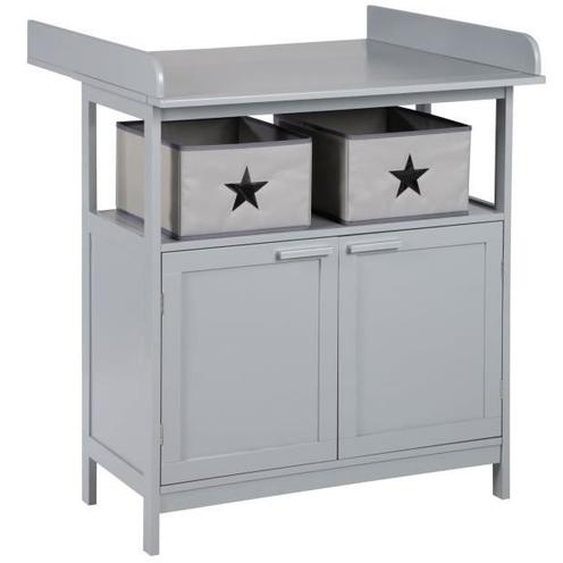 ROBA Commode à langer Hamburg à 2 portes + 2 boîtes de rangement - Gris