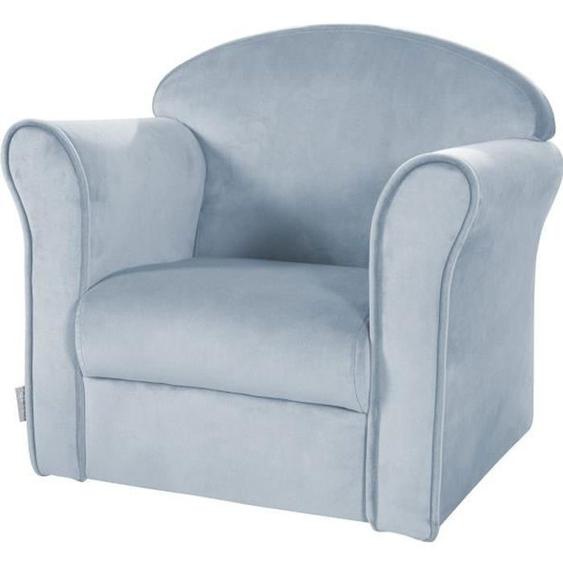 ROBA Fauteuil Bébé en Velours Lil Sofa - Fauteuil Club pour Enfant - Assise Confortable - avec Accoudoirs - Bleu Clair