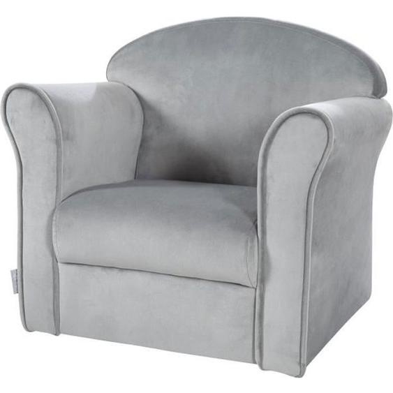 ROBA Fauteuil Bébé en Velours Lil Sofa - Fauteuil Club pour Enfant - Assise Confortable - avec Accoudoirs - Gris