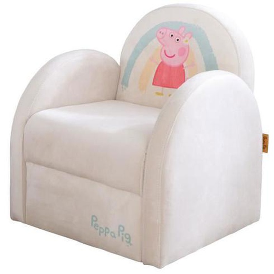 ROBA Fauteuil Bébé en Velours Peppa Pig - Fauteuil Club pour Enfant - Assise Confortable avec Accoudoirs - Beige