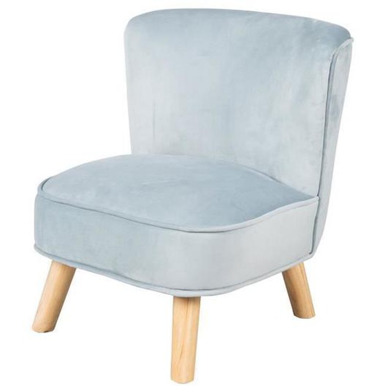 ROBA Fauteuil Enfant en Velours Lil Sofa - Style Scandinave - Pieds en Bois Massif - Bleu Clair