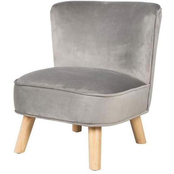 ROBA Fauteuil Enfant en Velours Lil Sofa - Style Scandinave - Pieds en Bois Massif - Gris