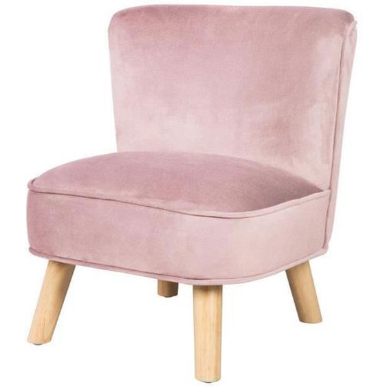 ROBA Fauteuil Enfant en Velours Lil Sofa - Style Scandinave - Pieds en Bois Massif - Rose