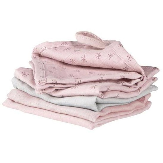 Roba Lot De 5 Gants De Toilette Bébé lil Planet 25 X 25 Cm - Coton Bio - Rose/gris Rose