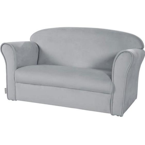 ROBA Mini Canapé Enfant en Velours Lil Sofa - Dossier Confortable avec Accoudoirs - Gris