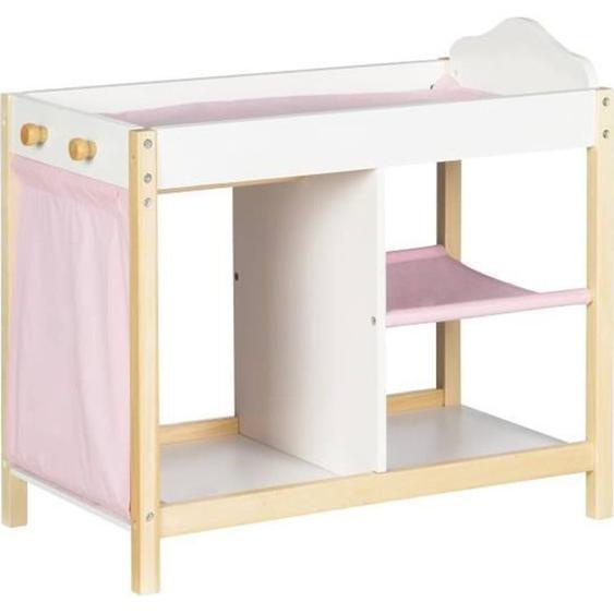 Roba Table À Langer Pour Poupée 2 En 1 Scarlett + Matelas - Lit Combiné De Poupée Avec Rangement - Blanc / Naturel Blanc