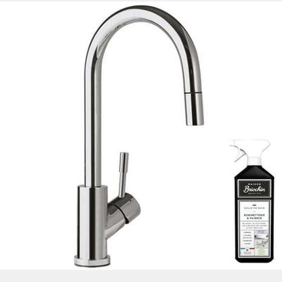 Robinet cuisine  Umbrella flex acier massif poli + nettoyant