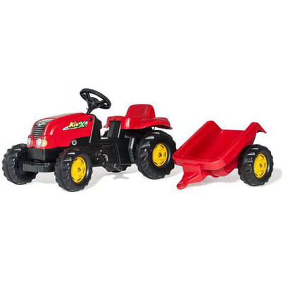 Rolly Toys Tracteur a Pedales + Remorque rollyKid-X Rouge