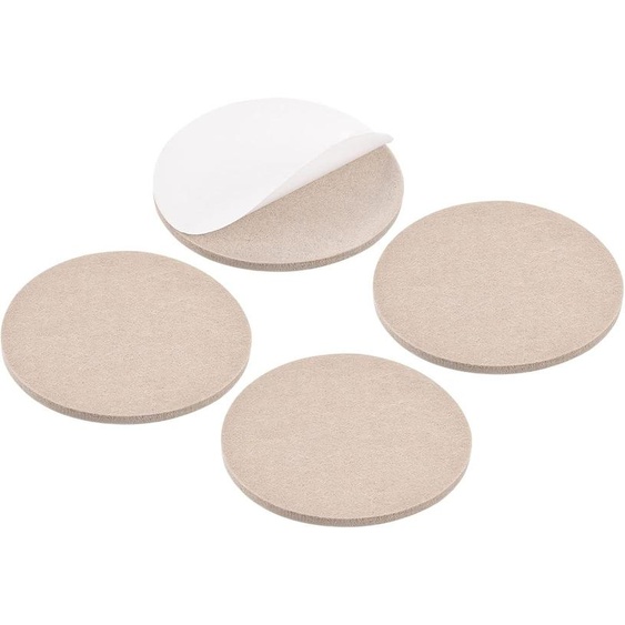 Rond Feutre Meuble Tampons (100mm/3.94) 4pcs, Auto-Adhésif Sol Protecteurs - Pour Maison Armoire Armoire Lit Pieds, Beige